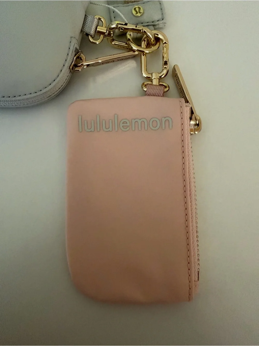 lululemon athletica Pink and Light Gray Wristlet Key & Card Pouch Set